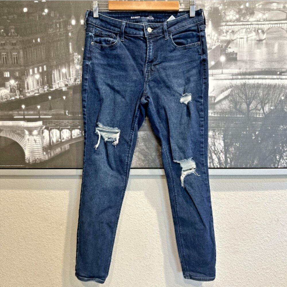 Old Navy Mid-Rise Rockstar Super Skinny Women's Denim Jeans Size 8 Distressed